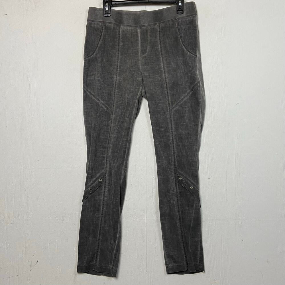 XCVI Gray Slim Leg Stonewashed Pull On Relaxed Stretch Comfort Pants Medium